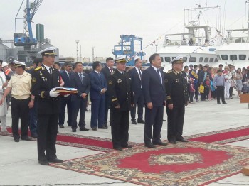 На новом корабле «Алатау» в Актау поднят военно-морской флаг ВС РК