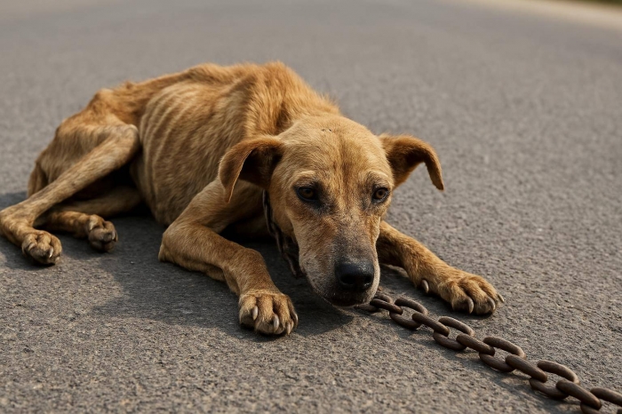 В Алматы женщина остановила машину, протащившую собаку на цепи по дороге