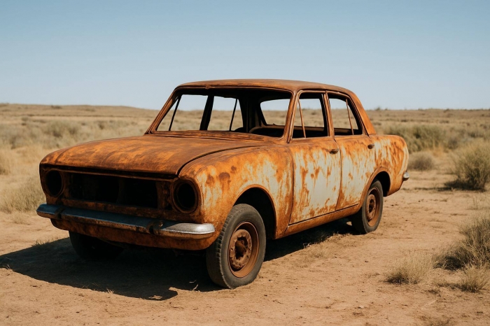 Брошенный кузов автомобиля за городом угрожает экологии и безопасности