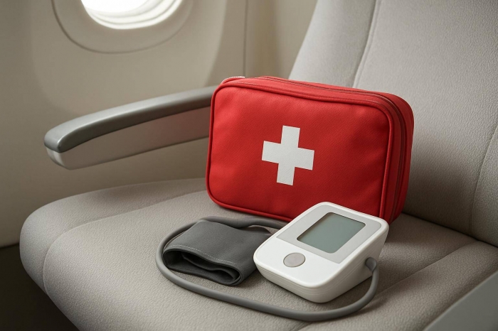 Главный полицейский Мангистау и врач помогли пассажиру с высоким давлением в самолете