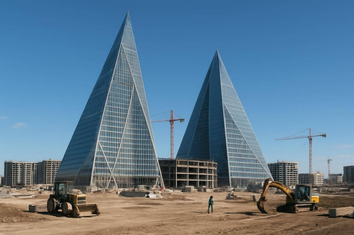В Казахстане начали строительство пирамидального небоскреба в новом городе Алатау