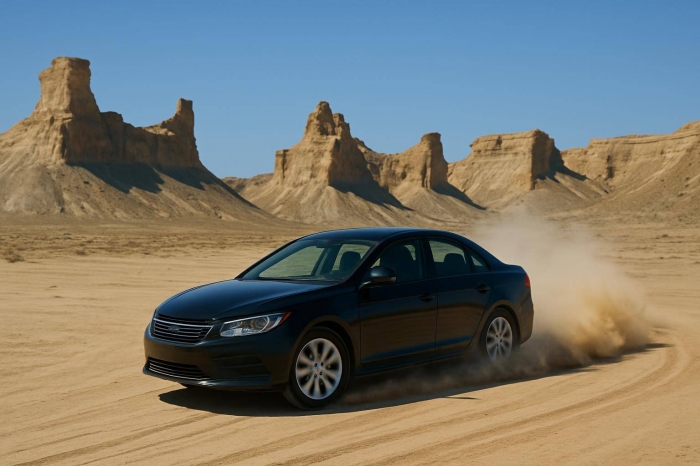 В Долине замков Мангистау автомобили устроили дрифт, вызвав возмущение