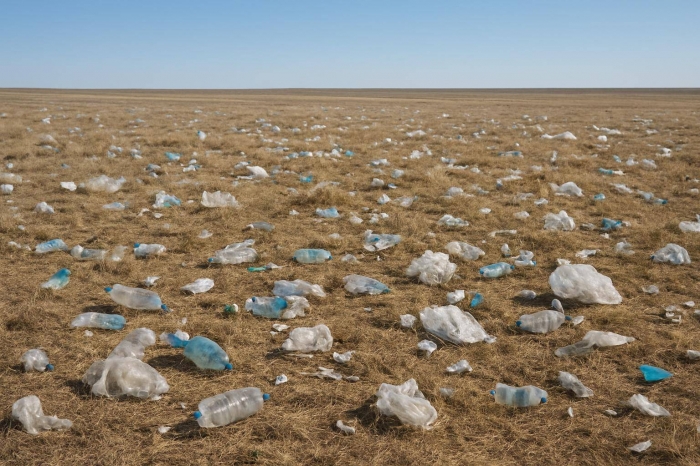 Степь Мангистау у Актау покрыта пластиковыми отходами — видео экоактивиста