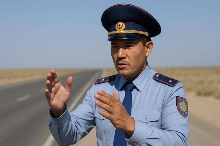 Полицейский в Мангистау общался с водителем на языке жестов во время проверки