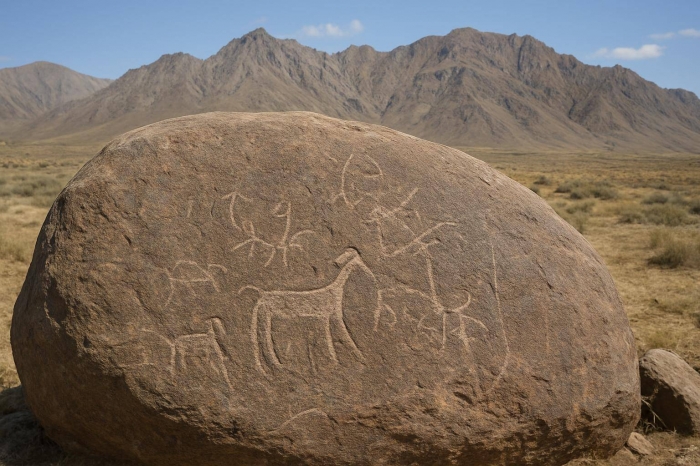 В Мангистау вандалы повредили древние петроглифы у подножия Каратау
